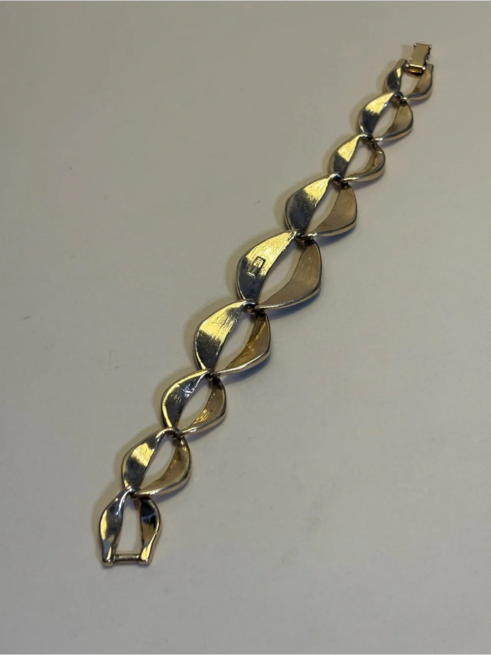 Vintage Trifari Gold-Tone Black Enamel Bracelet 7.25”